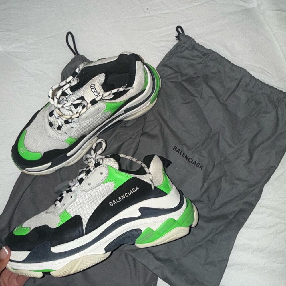 Balenciaga Triple S Sneakers in Green and White